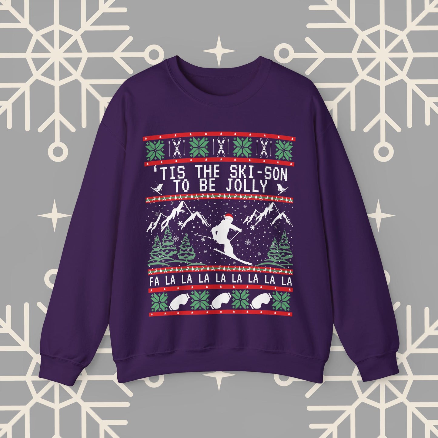 Skiing Ugly Christmas , 'Tis the Ski-son to be Jolly Sweatshirt, Ski Christmas Crewneck, Holiday Skier Outfit, Ski Gifts