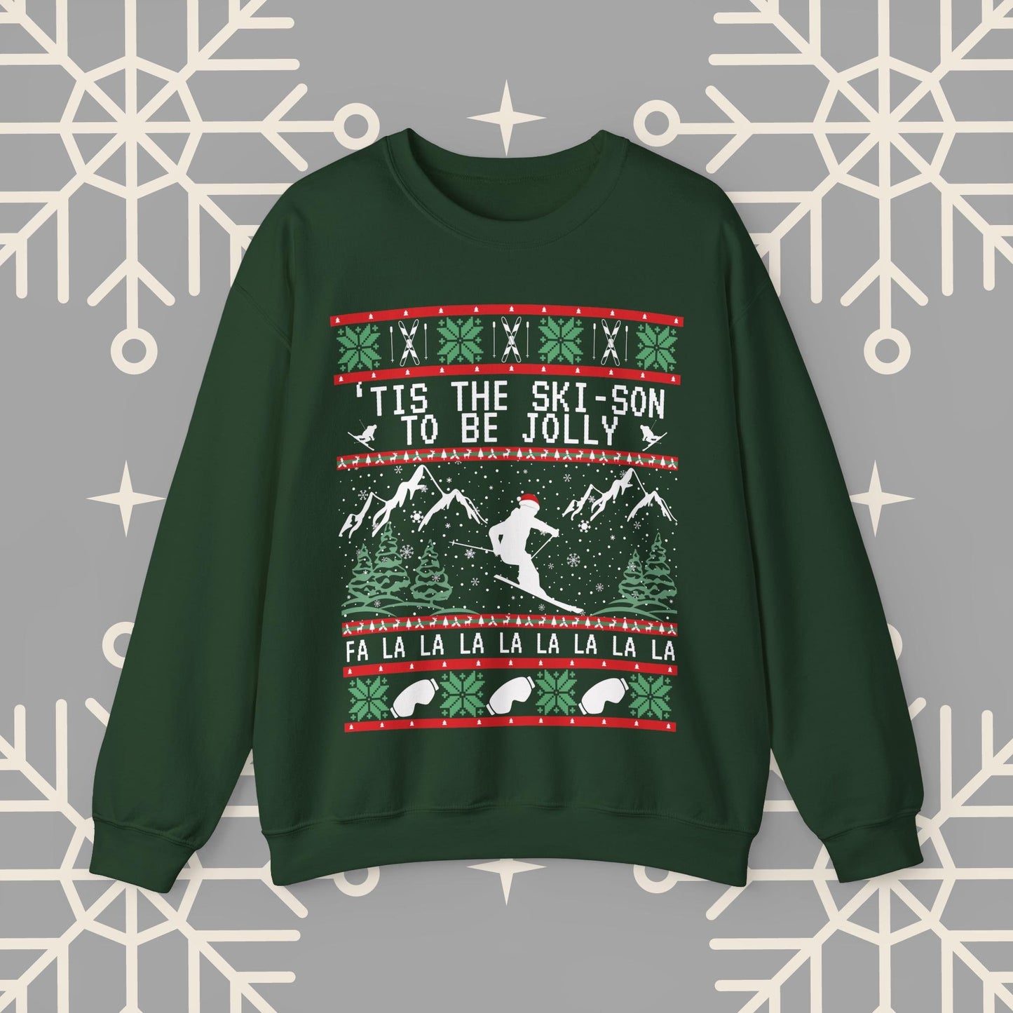 Skiing Ugly Christmas , 'Tis the Ski-son to be Jolly Sweatshirt, Ski Christmas Crewneck, Holiday Skier Outfit, Ski Gifts