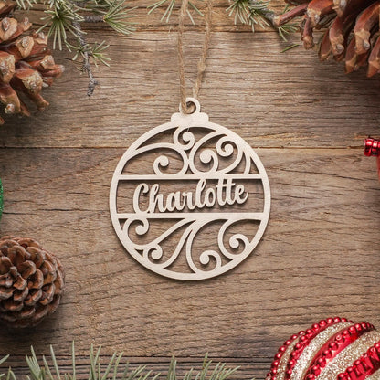Personalized Name Christmas Ornament, Custom Name 2024 Custom Wood Christmas Ornament Keepsake