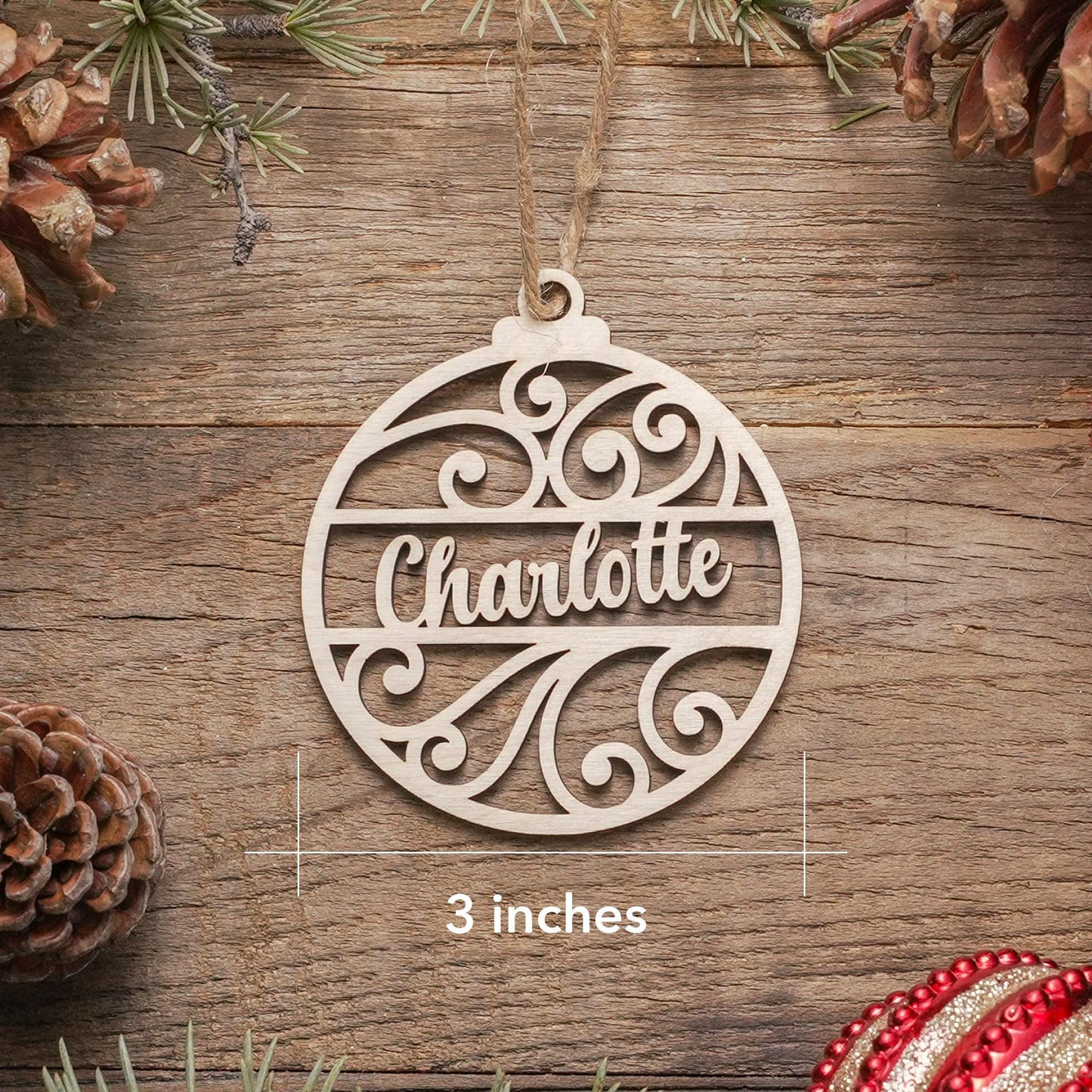 Personalized Name Christmas Ornament, Custom Name 2024 Custom Wood Christmas Ornament Keepsake