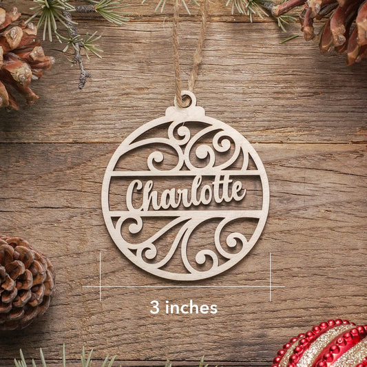 Personalized Name Christmas Ornament, Custom Name 2024 Custom Wood Christmas Ornament Keepsake