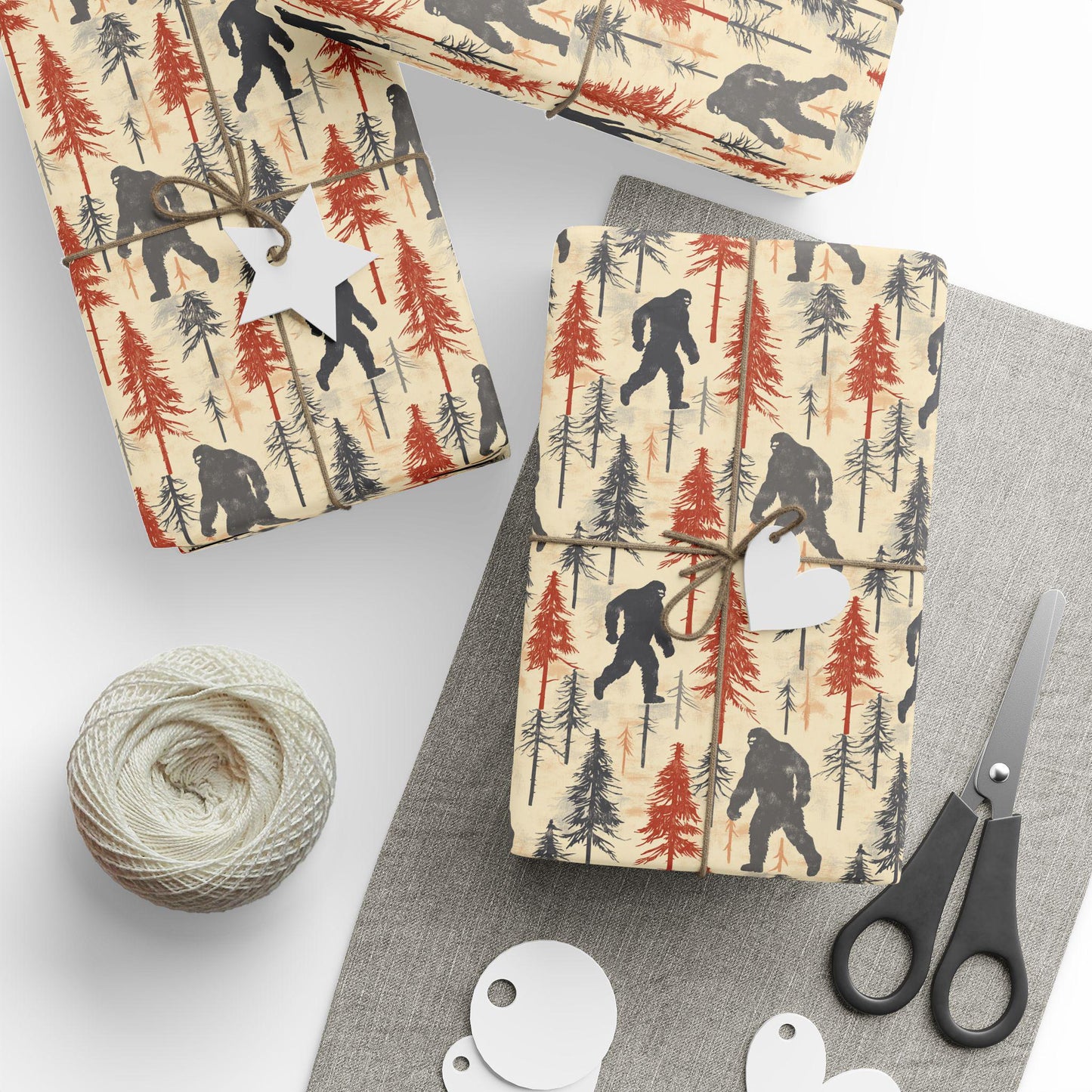 Funny Christmas Gift Wrapping Paper  Rustic Bigfoot Gift Wrap  Funny Sasquatch Giftwrap Birthday Christmas Presents Men Women