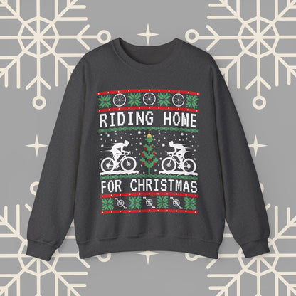 Riding Home For Christmas, Cycling Ugly Christmas , Bicycle Sweatshirt, Funny Biking Jumper, Bike Christmas Shirt, Gift for Cyclist