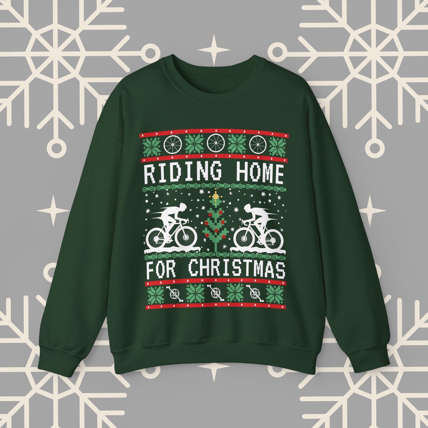 Riding Home For Christmas, Cycling Ugly Christmas , Bicycle Sweatshirt, Funny Biking Jumper, Bike Christmas Shirt, Gift for Cyclist