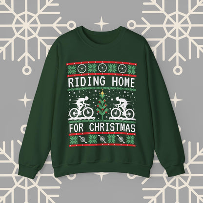 Riding Home For Christmas, Cycling Ugly Christmas , Bicycle Sweatshirt, Funny Biking Jumper, Bike Christmas Shirt, Gift for Cyclist
