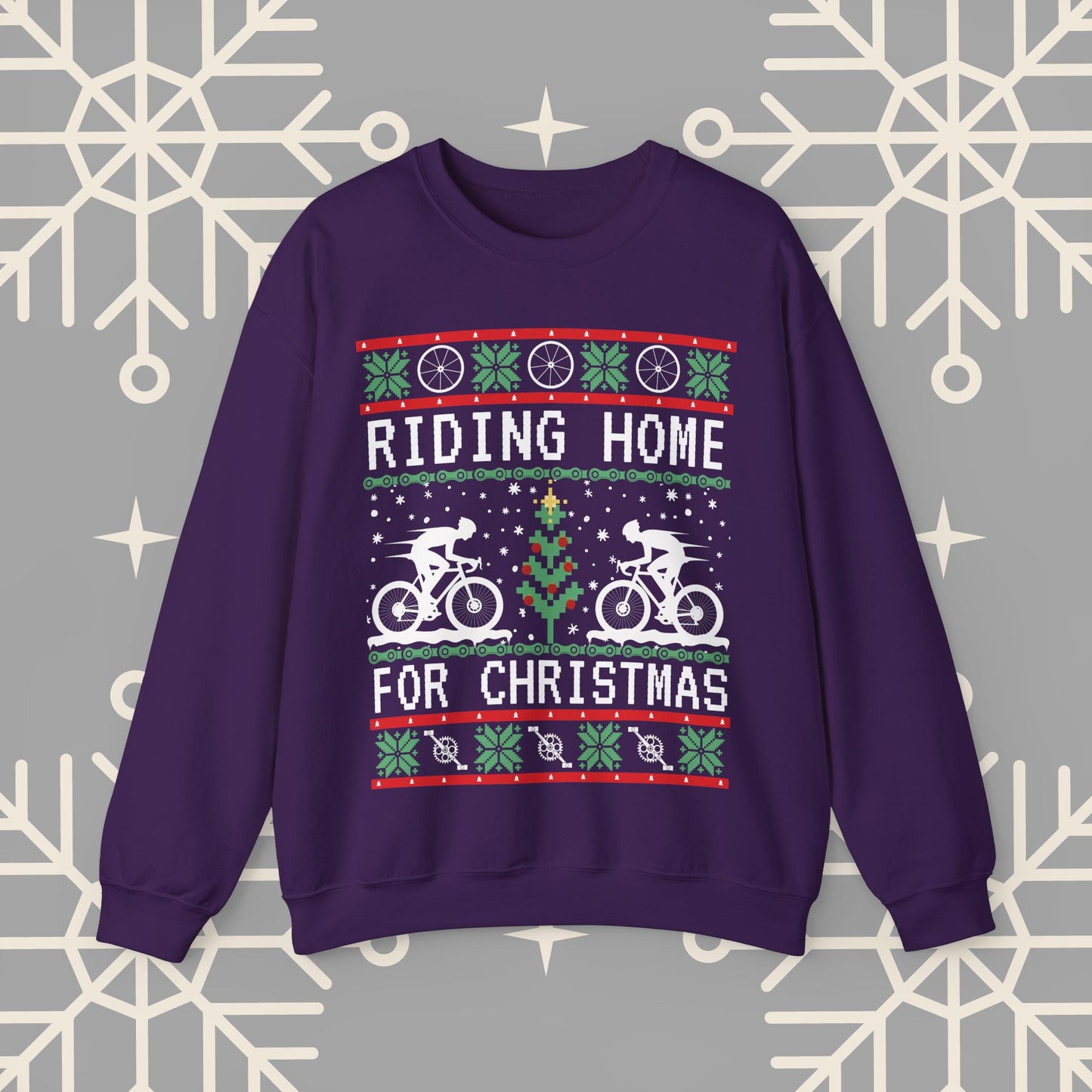 Riding Home For Christmas, Cycling Ugly Christmas , Bicycle Sweatshirt, Funny Biking Jumper, Bike Christmas Shirt, Gift for Cyclist