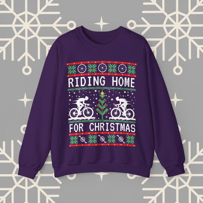 Riding Home For Christmas, Cycling Ugly Christmas , Bicycle Sweatshirt, Funny Biking Jumper, Bike Christmas Shirt, Gift for Cyclist