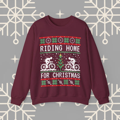 Riding Home For Christmas, Cycling Ugly Christmas , Bicycle Sweatshirt, Funny Biking Jumper, Bike Christmas Shirt, Gift for Cyclist