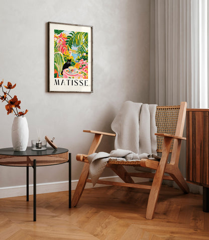 Black Cat Coffee Print: Henri Matisse Style Kitchen Wall Art