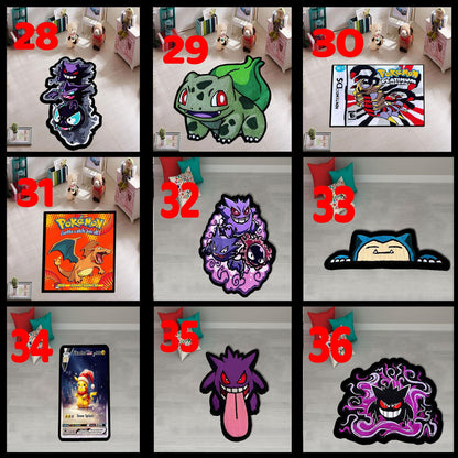 Charmander rug, Skeleton charmander rug, Charizard rug, Blastoise rug, Snorlax rug, Balbasaur rug, Gengar rug, custom rug, cartridge rug