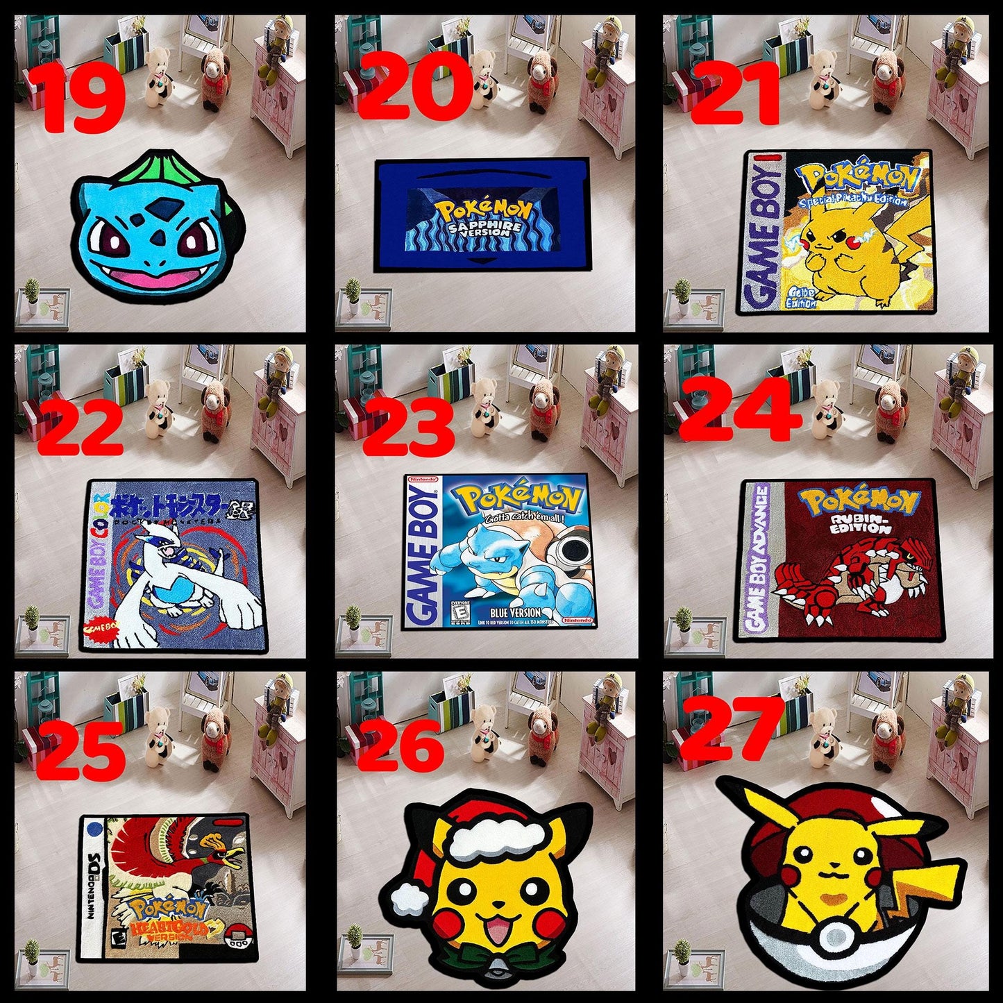 Charmander rug, Skeleton charmander rug, Charizard rug, Blastoise rug, Snorlax rug, Balbasaur rug, Gengar rug, custom rug, cartridge rug