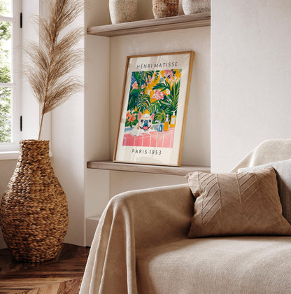 French Bulldog Matisse Art Print: Funny Bathroom Dopamine Decor