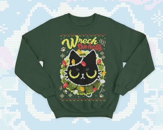 Angry cat Ugly Christmas - Cute kitty gift - geek sweatshirt - naughty kitten - Santa present