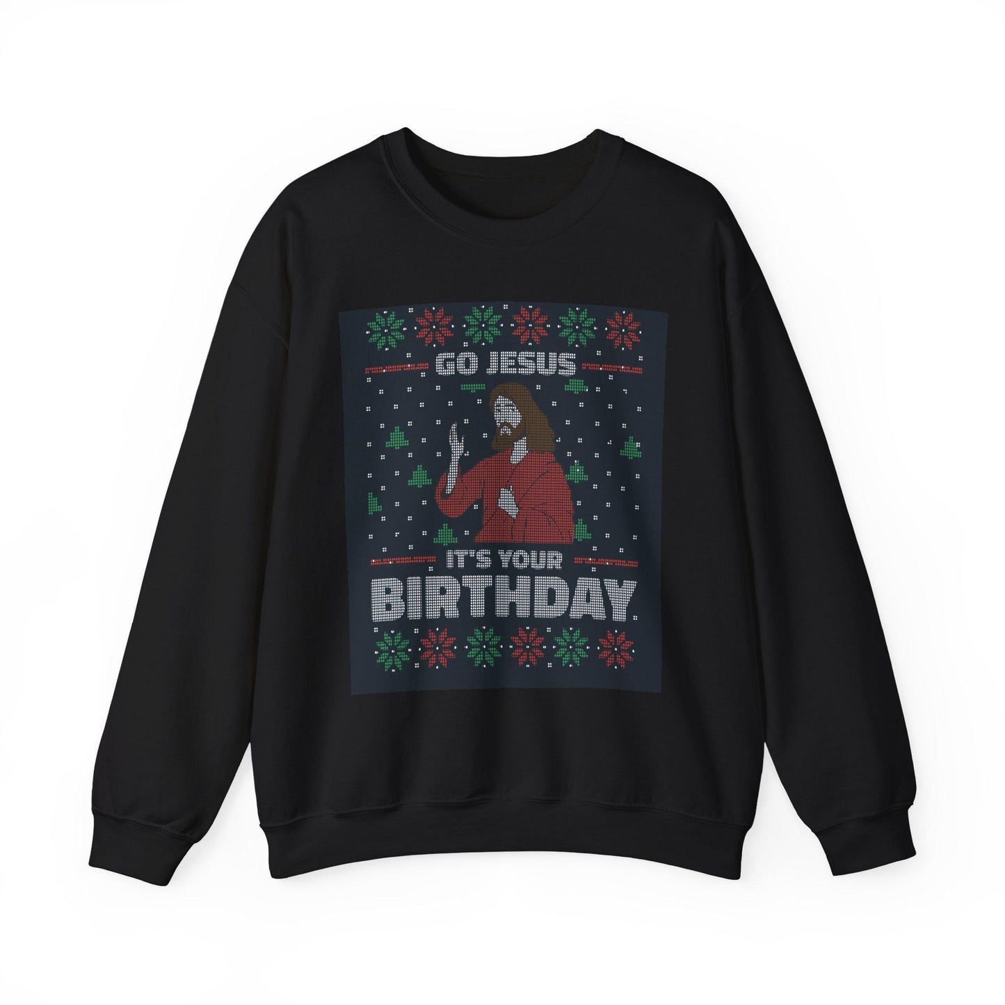 Jesus Birthday Ugly Sweatshirt - Christmas Holiday Jumper, Religious Christian Gift Apparel, Unisex Winter Crewneck Pullover,