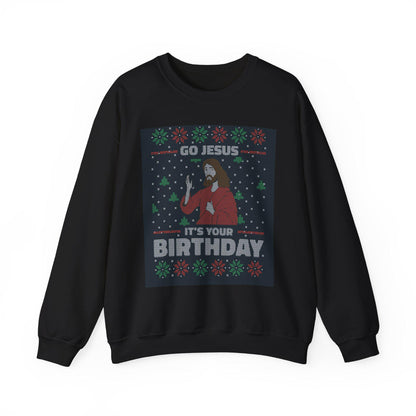 Jesus Birthday Ugly Sweatshirt - Christmas Holiday Jumper, Religious Christian Gift Apparel, Unisex Winter Crewneck Pullover,
