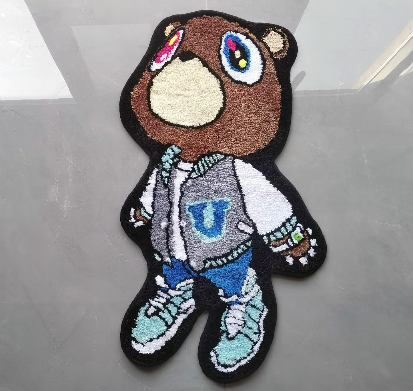 Kanye West Dropout Bear Tufted Rug Custom Anime Game Design Knitting Handmade Non-slip Area Rugs Home Decor