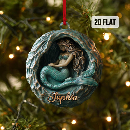 Personalized Mermaid 2D Flat Ornament, Custom Mermaid Christmas Tree Ornament, Mermaid Christmas Decor, Mermaid Girl, Xmas Gift for Girls