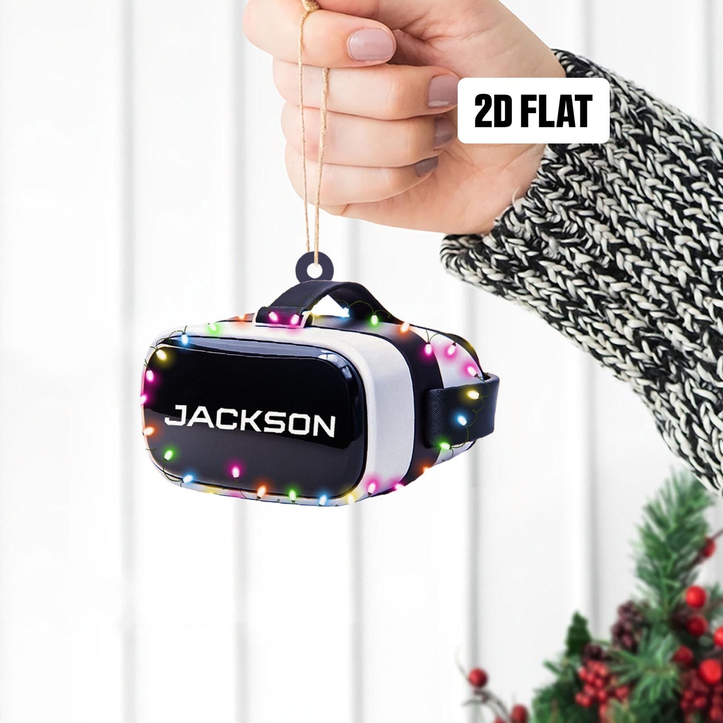 Personalized VR Headset 2D Flat Ornament, Custom Name Virtual Reality Ornament, VR Controller Ornament, Metaverse Holiday Ornament Gift