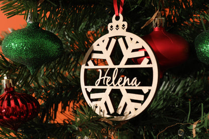 Personalized Wooden Ornament, Xmas Gift, Holiday Ornament, Laser Cut Ornament, Engraved Gift, Christmas Tree Decor, Rustic Decor, Wood Gift
