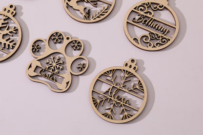 Custom Wooden Ornaments, Christmas Gift, Holiday Gift, Laser Cut Ornament, Engraved Gift, Christmas Tree Decor, Rustic Decor, Wood Gift