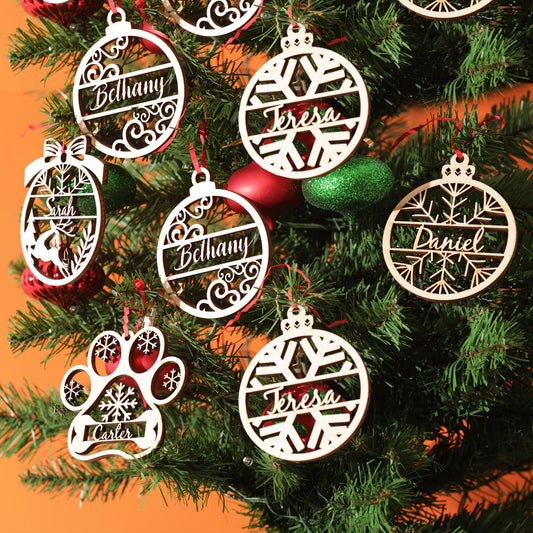 Personalized Wooden Ornament, Xmas Gift, Holiday Ornament, Laser Cut Ornament, Engraved Gift, Christmas Tree Decor, Rustic Decor, Wood Gift