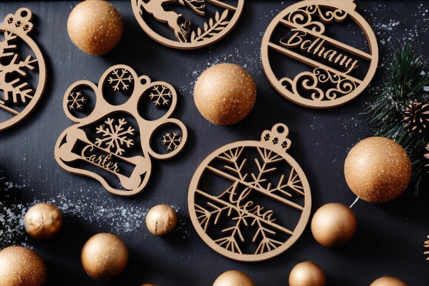 Wooden Ornament, Personalized Christmas Gift, Custom Name, Laser Cut Ornament, Engraved Ornament, Personalized Decor, Christmas Ornament