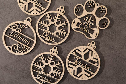 Wooden Ornament, Personalized Christmas Gift, Custom Name, Laser Cut Ornament, Engraved Ornament, Personalized Decor, Christmas Ornament