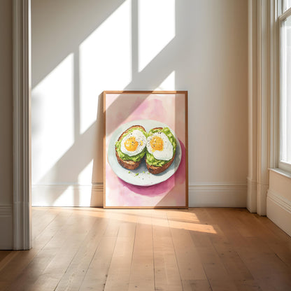 Avocado Toast Oil Painting Art Print: Quirky Kitchen Decor