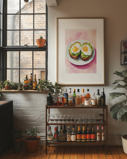 Avocado Toast Oil Painting Art Print: Quirky Kitchen Decor