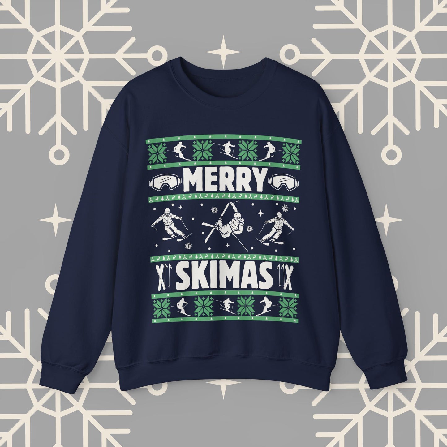 Merry Skimas Ugly Christmas , Skiing Christmas Sweatshirt, Ski Holiday Jumper, Funny Gift for Skier