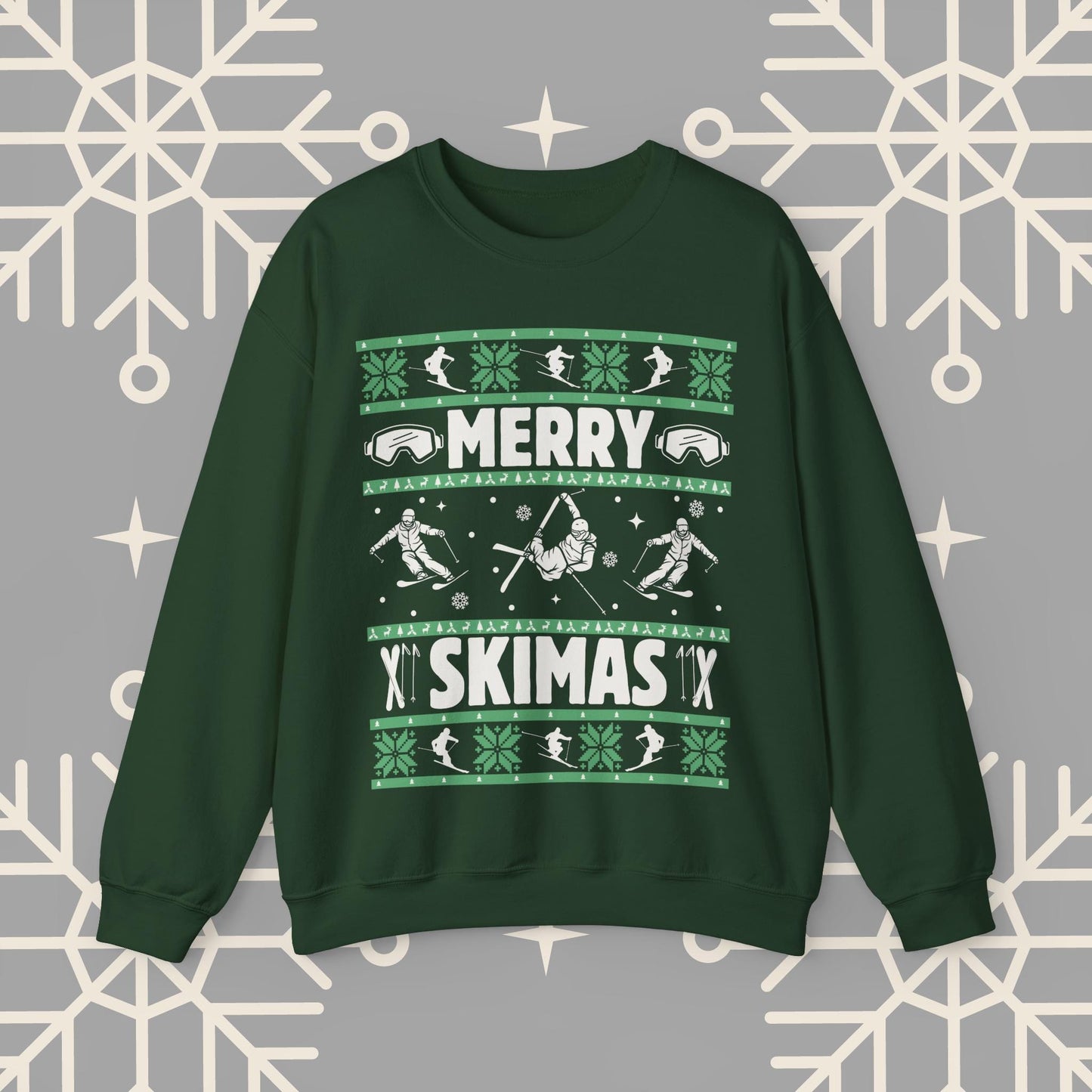 Merry Skimas Ugly Christmas , Skiing Christmas Sweatshirt, Ski Holiday Jumper, Funny Gift for Skier