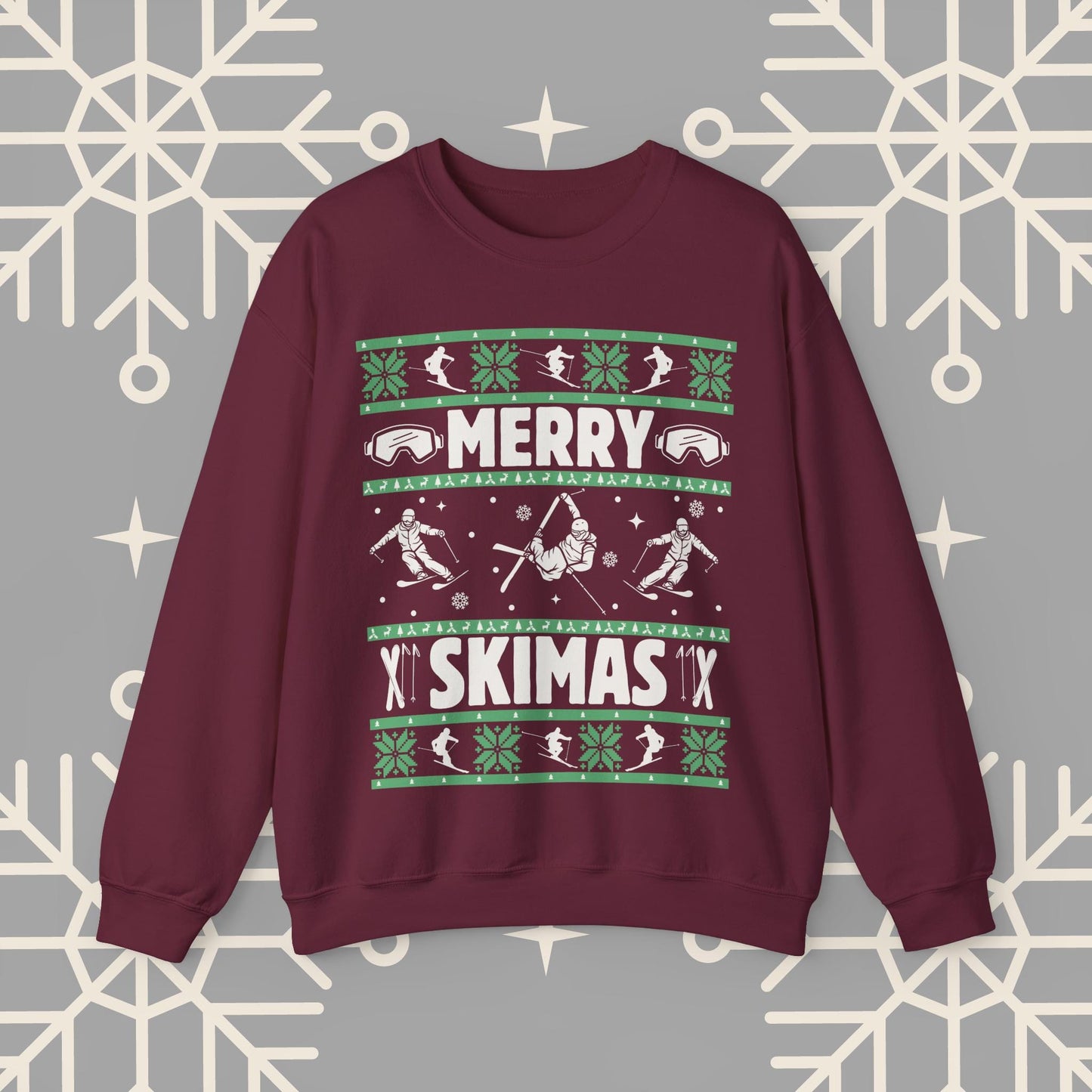 Merry Skimas Ugly Christmas , Skiing Christmas Sweatshirt, Ski Holiday Jumper, Funny Gift for Skier