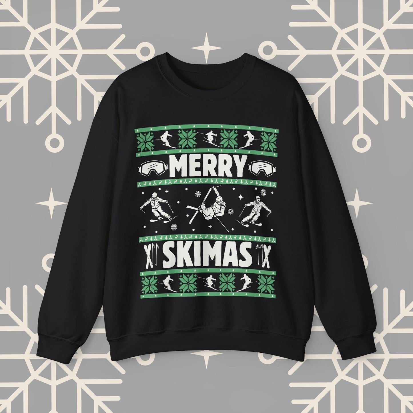 Merry Skimas Ugly Christmas , Skiing Christmas Sweatshirt, Ski Holiday Jumper, Funny Gift for Skier