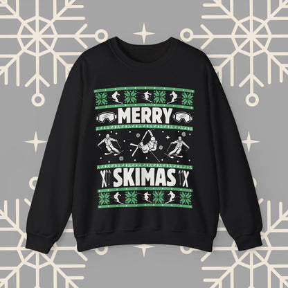 Merry Skimas Ugly Christmas , Skiing Christmas Sweatshirt, Ski Holiday Jumper, Funny Gift for Skier