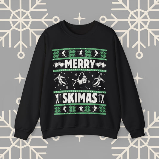 Merry Skimas Ugly Christmas , Skiing Christmas Sweatshirt, Ski Holiday Jumper, Funny Gift for Skier