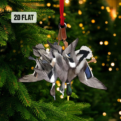 Duck Hunting Flat Ornament, Hunting Rearview Mirror Car Accessories, Hunting Christmas Ornament, Xmas Gift for Dad, Husband, Hunting Lover