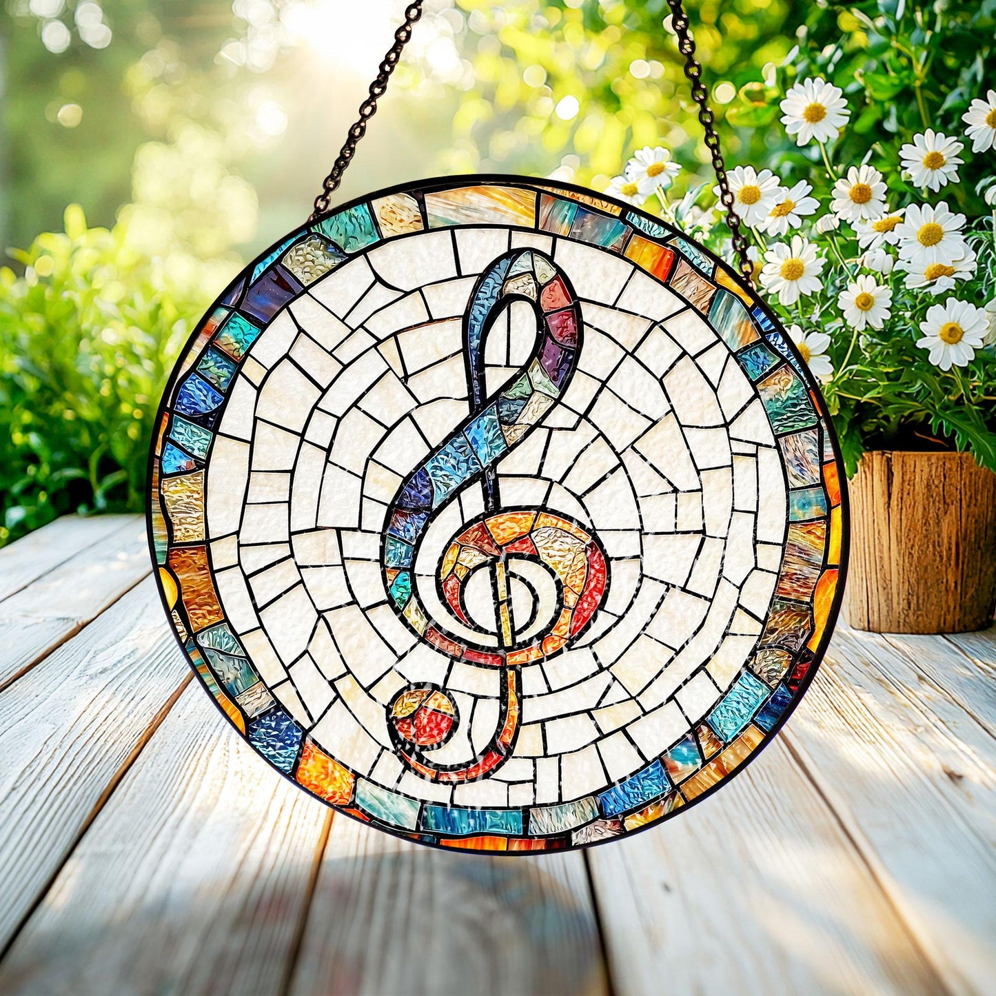 Musical Stained Glass Suncatcher, Musician Gift, Music Design,Music Teacher Gift, Choir Member, Music Accessory, Singer Gift, Musician Decor
