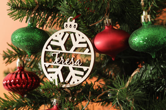 Wooden Ornament, Personalized Christmas Gift, Custom Name, Laser Cut Ornament, Engraved Ornament, Personalized Decor, Christmas Ornament