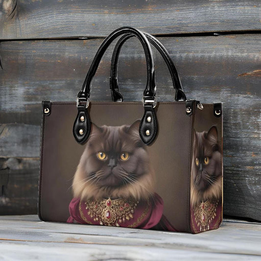 Baroness Cat of Burgundy Crossbody Bag - Vegan Leather Designer Purse, Luxury Cat Lover Gift for Women