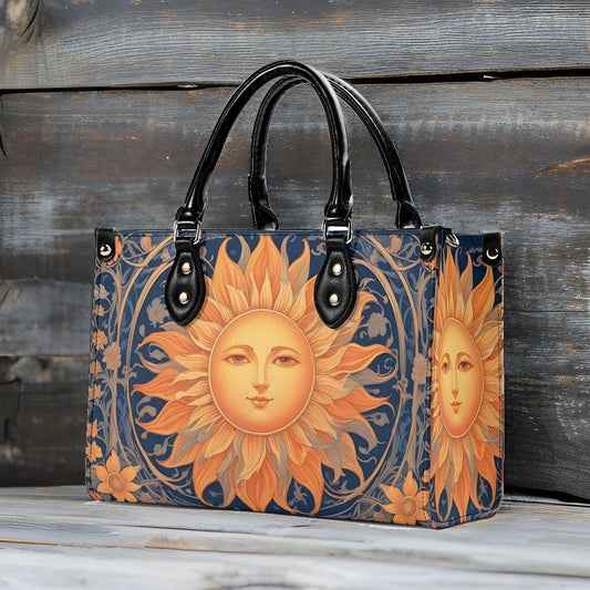 Sun Design Crossbody Bag - Unique Vegan Leather Purse, Luxury Nature-Inspired Gift for Women