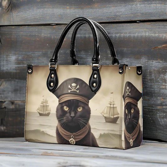 Pirate Cat Crossbody Bag - Unique Vegan Leather Purse, Designer Gift for Cat Lovers