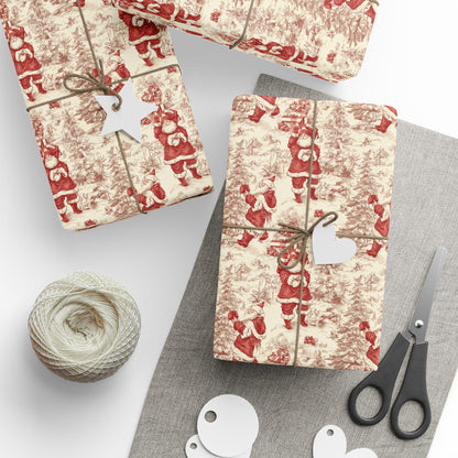 Vintage Santa Christmas Toile Gift Wrap Holiday Gift Wrapping Paper Victorian Christmas Gift Wrap Xmas Christmas Vintage Wrapping