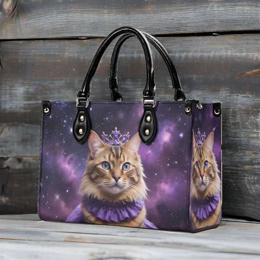 Nebula Queen Cat Crossbody Bag - Celestial Vegan Leather Purse, Unique Gift for Cat Lovers