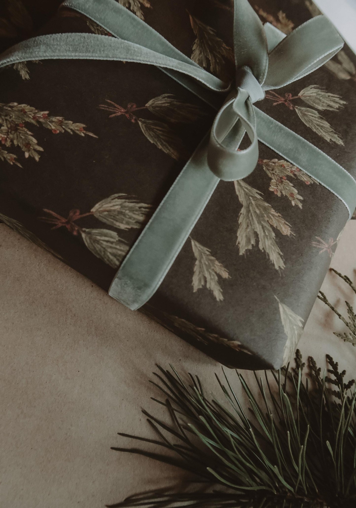 Green branches Wrapping paper, Christmas Gift Wrap, Green Christmas Wrap, recycled Christmas Gift Warp, Xmas Wrapping paper, gift