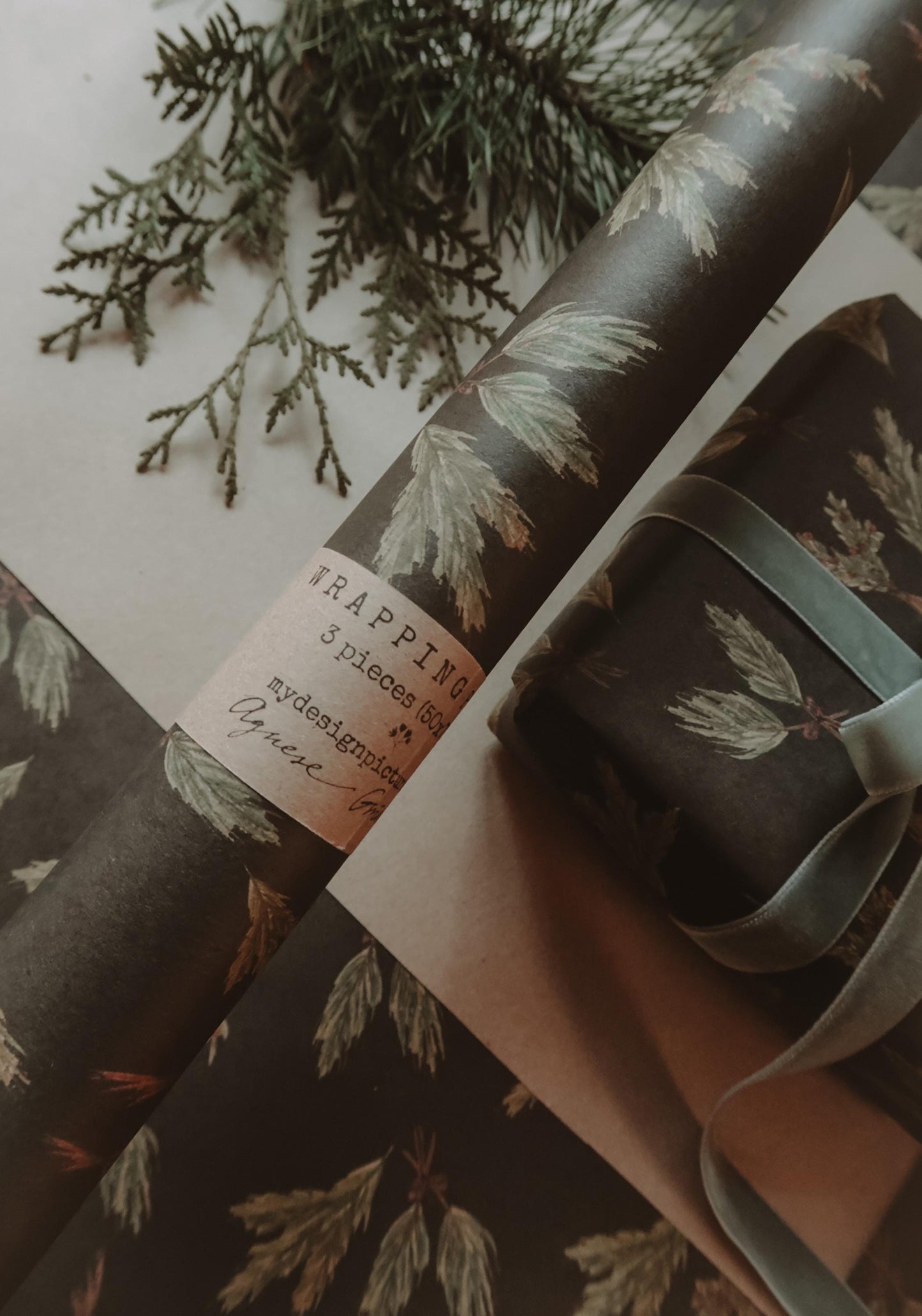 Green branches Wrapping paper, Christmas Gift Wrap, Green Christmas Wrap, recycled Christmas Gift Warp, Xmas Wrapping paper, gift