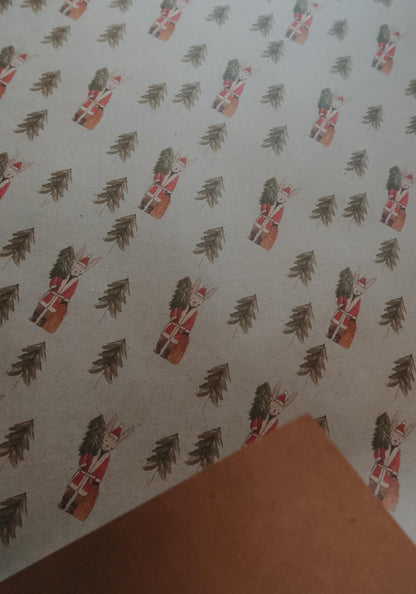 Bunny with a tree Wrapping paper, Christmas Gift Wrap, Green Christmas Wrap, recycled Christmas Gift Warp, Xmas Wrapping paper, gift