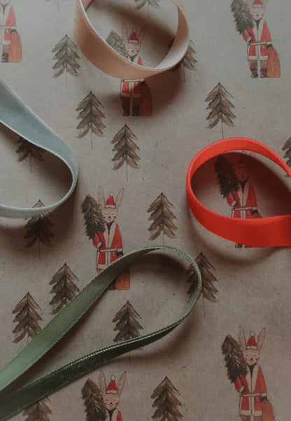 Bunny with a tree Wrapping paper, Christmas Gift Wrap, Green Christmas Wrap, recycled Christmas Gift Warp, Xmas Wrapping paper, gift