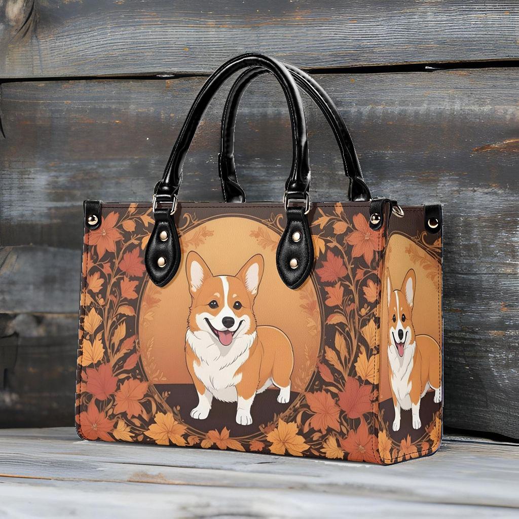 Elegant Corgi Crossbody Bag in Autumn Tones - Vegan Leather Purse, Unique Gift for Dog Lovers
