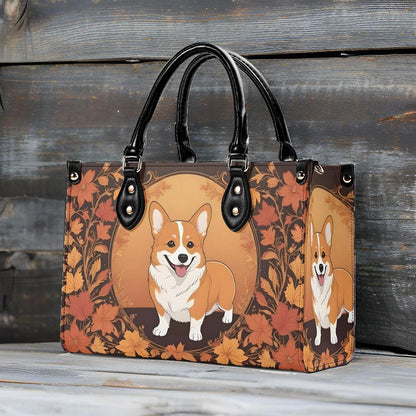 Elegant Corgi Crossbody Bag in Autumn Tones - Vegan Leather Purse, Unique Gift for Dog Lovers