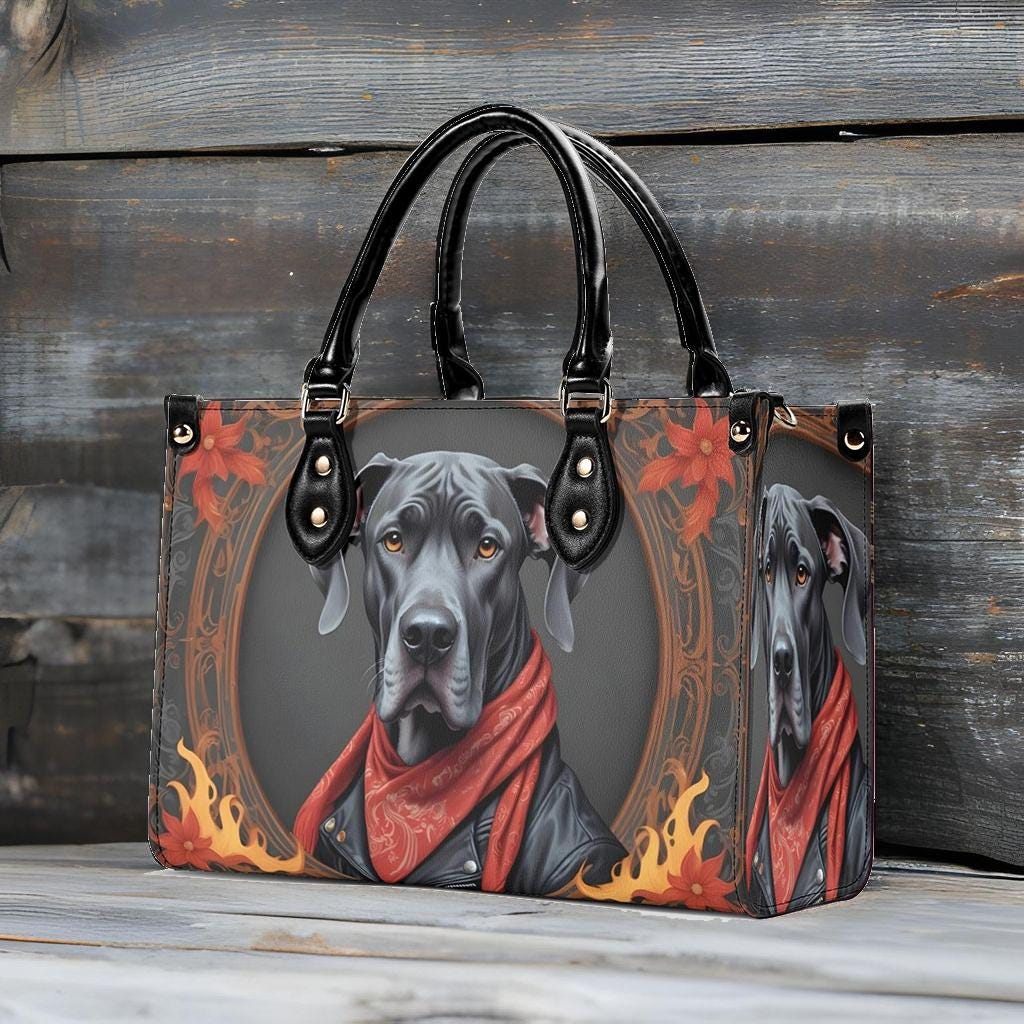 Great Dane Crossbody Bag in Leather Jacket - Stylish Vegan Leather Purse, Unique Dog Lover Gift